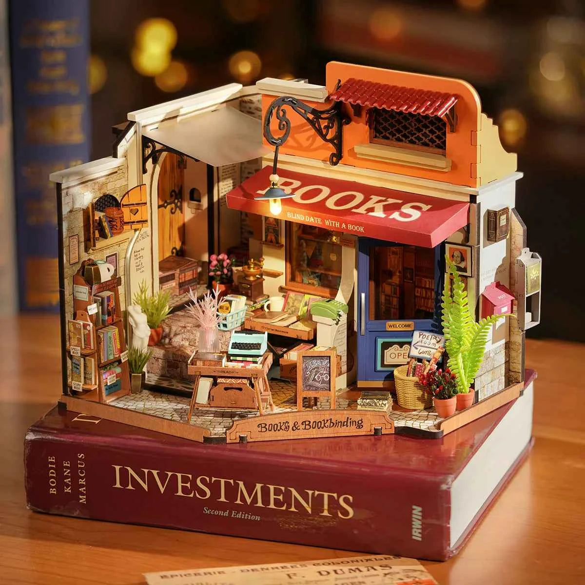 Corner Bookstore DIY Miniature House Kit Rolife