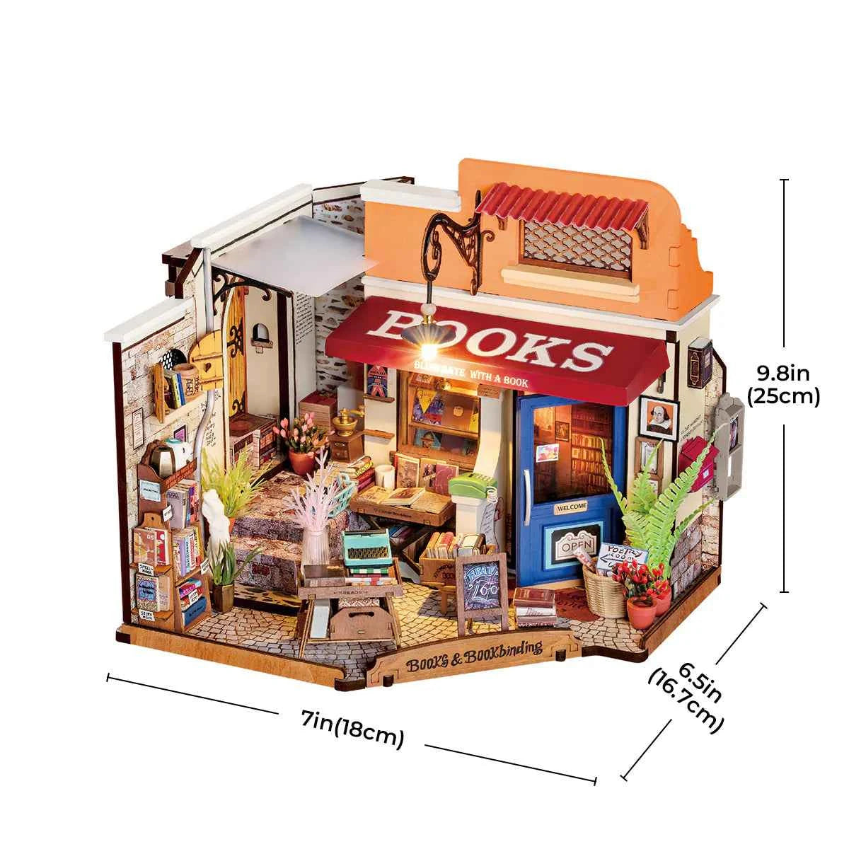 Corner Bookstore DIY Miniature House Kit Rolife