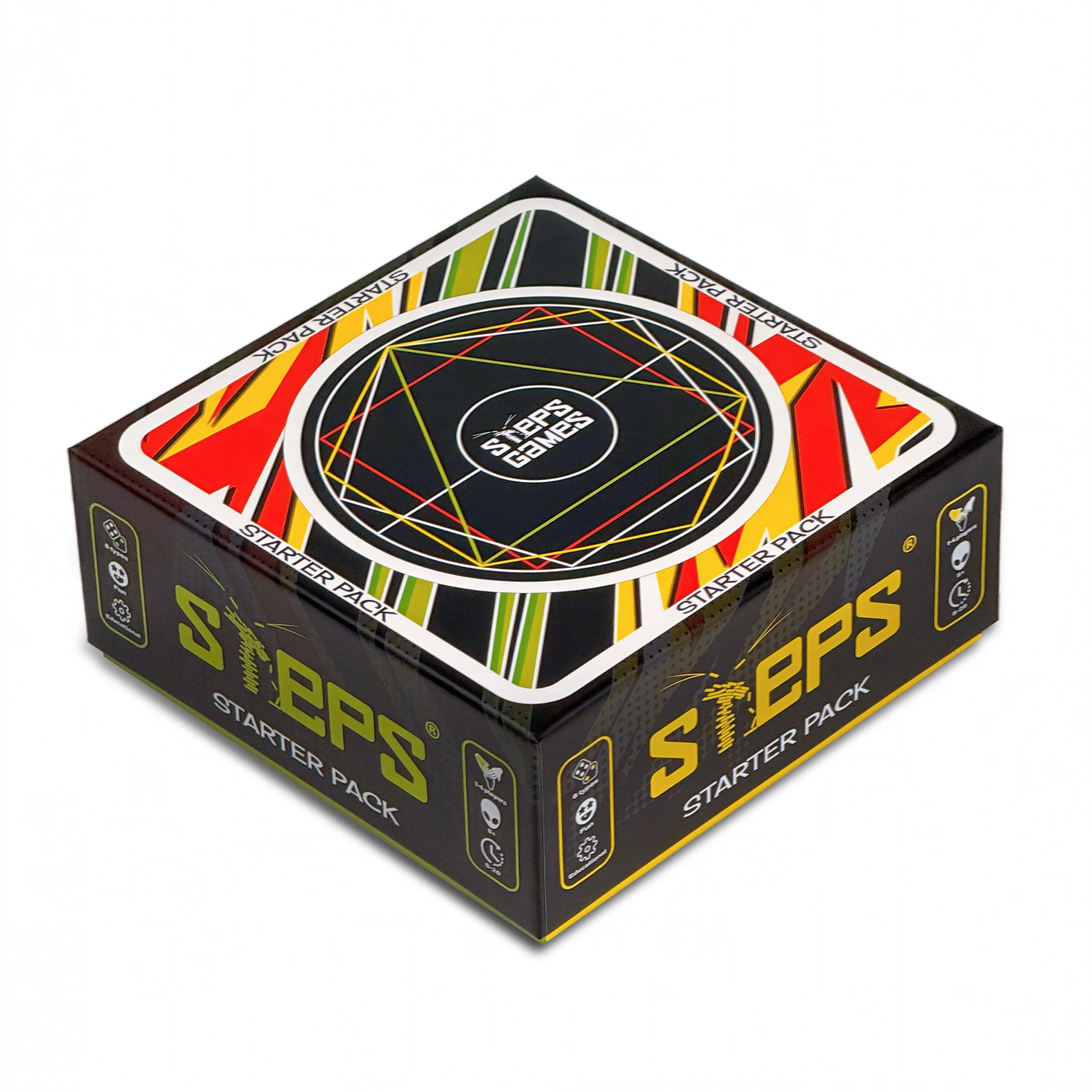 Steps starter pack box with colorful design on a white background
