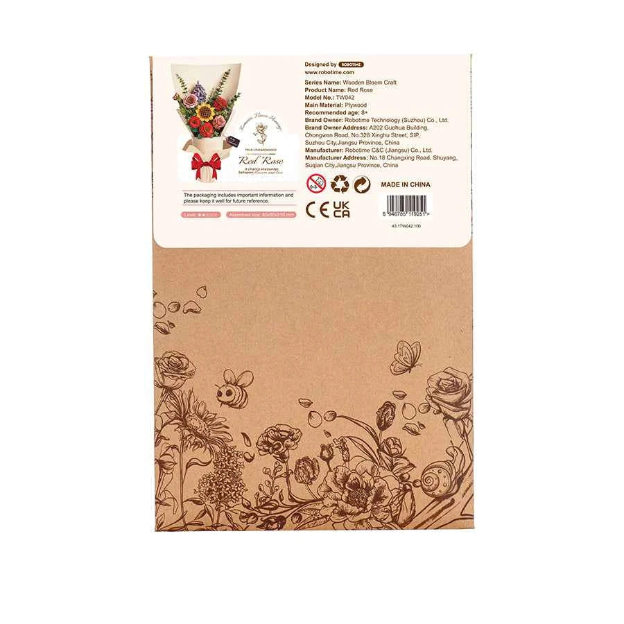 Red Rose Wooden Flower Puzzle