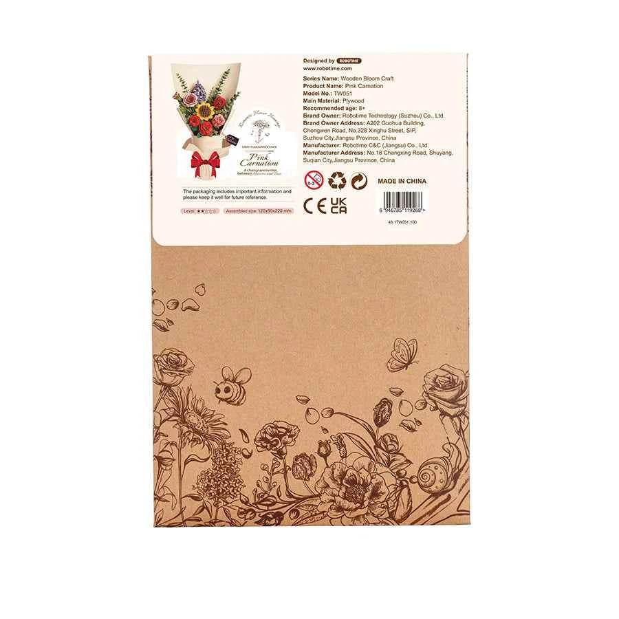 Pink Carnation Wooden Flower Puzzle