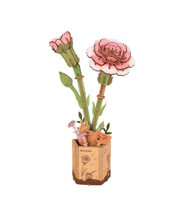 Pink Carnation Wooden Flower Puzzle
