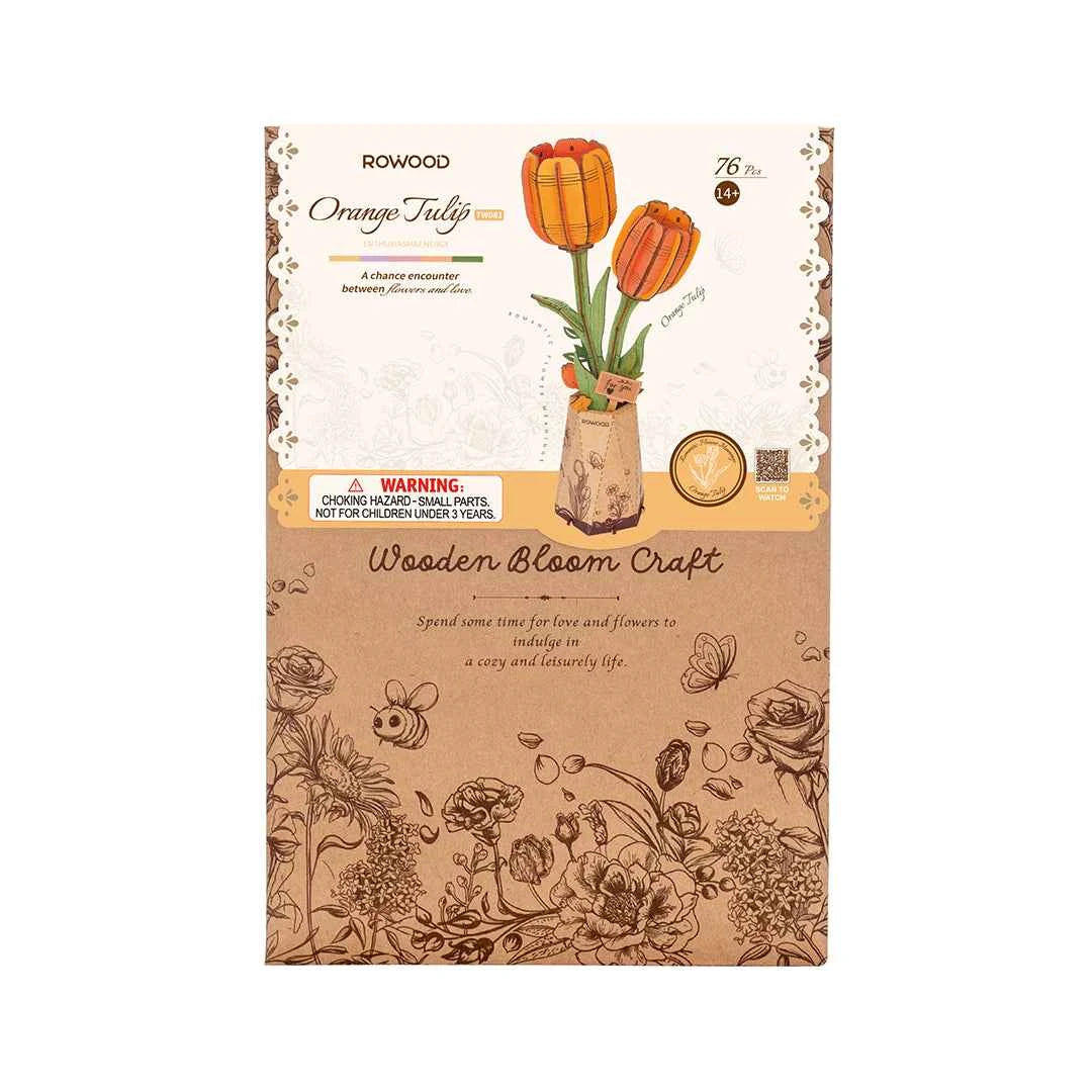 Orange Tulip Wooden Puzzle