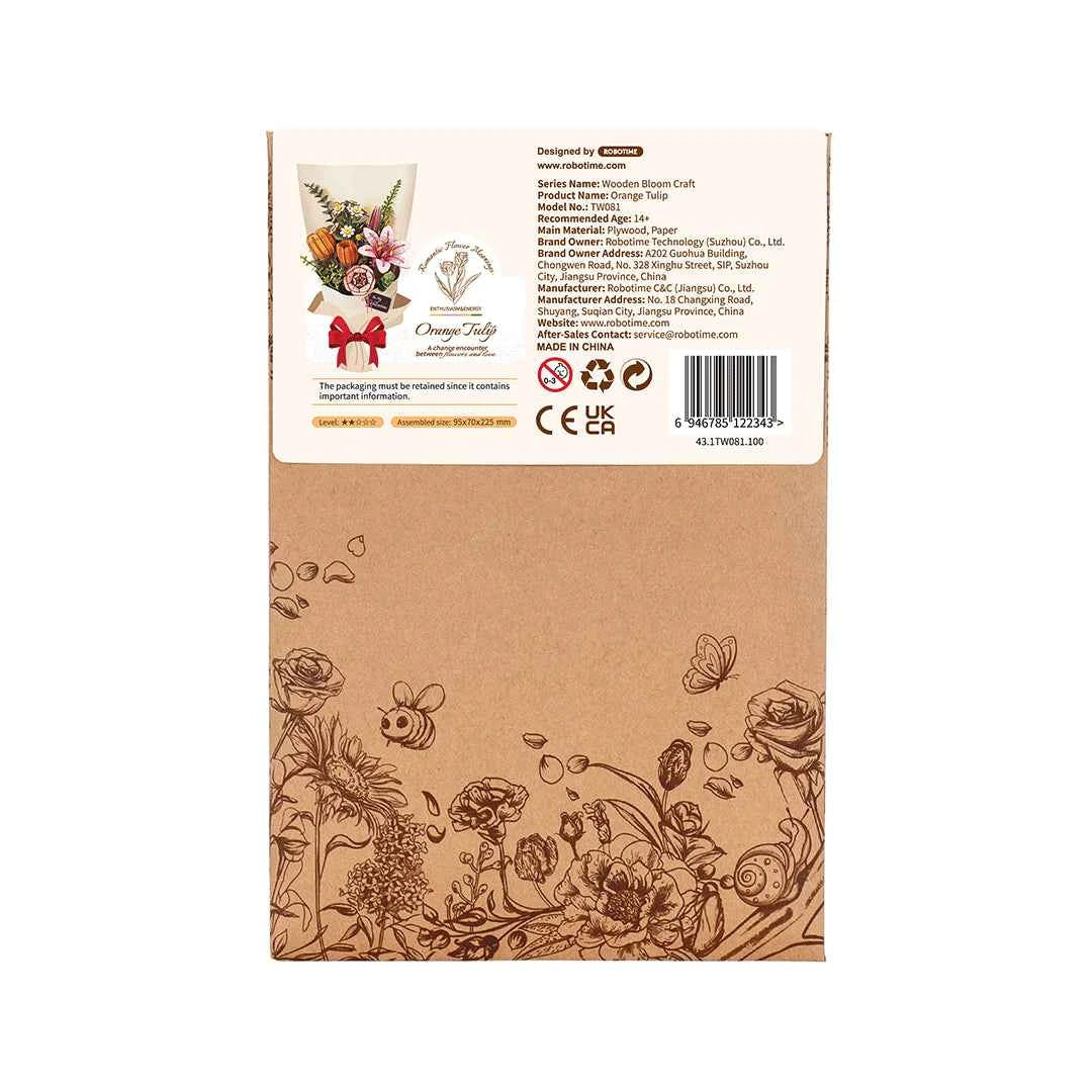 Orange Tulip Wooden Puzzle