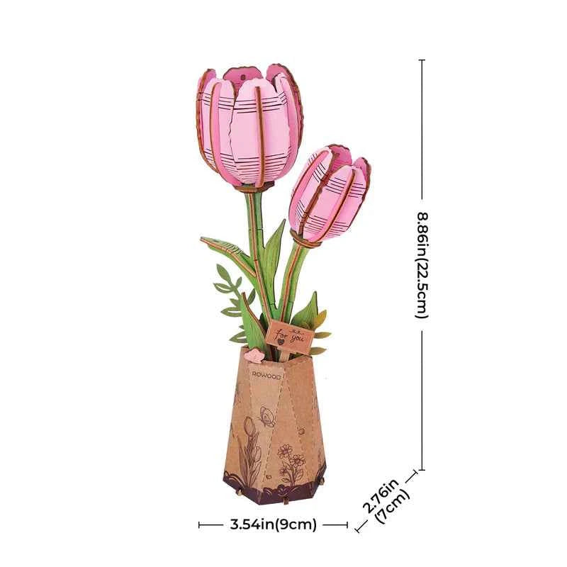 Pink Tulip Wooden Puzzle