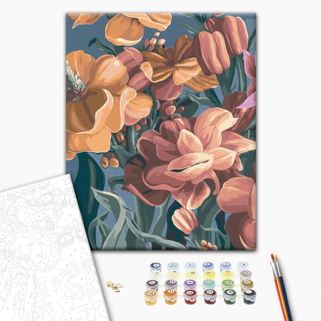 Painting by numbers Stylized matiola. Diptych 1 © Yana Biluhina (BS53925)