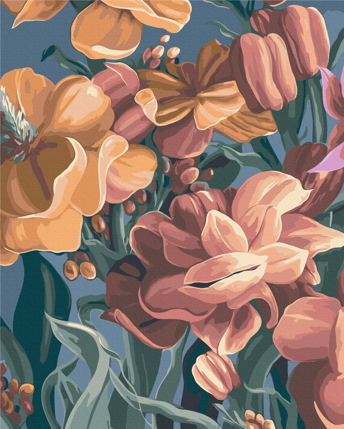 Painting by numbers Stylized matiola. Diptych 1 © Yana Biluhina (BS53925)