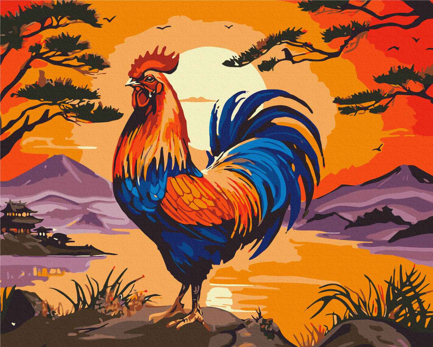 Painting by numbers Rooster above the horizon © Telonitskaya Kristina (BS54484)