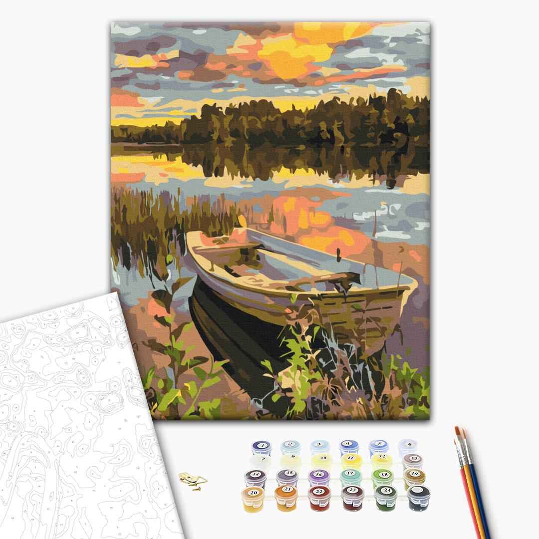 Painting by numbers Boat in the flood (RBS51980)