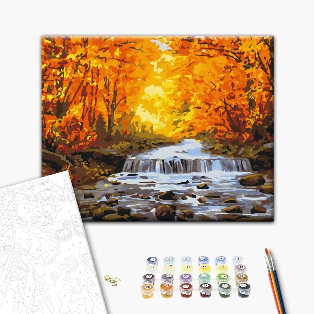 Painting by numbers Waterfall in autumn gilding (BS34060)