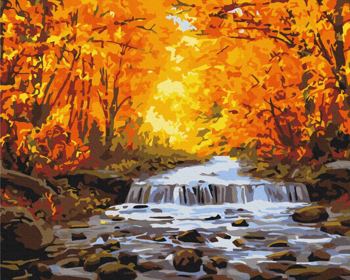 Painting by numbers Waterfall in autumn gilding (BS34060)