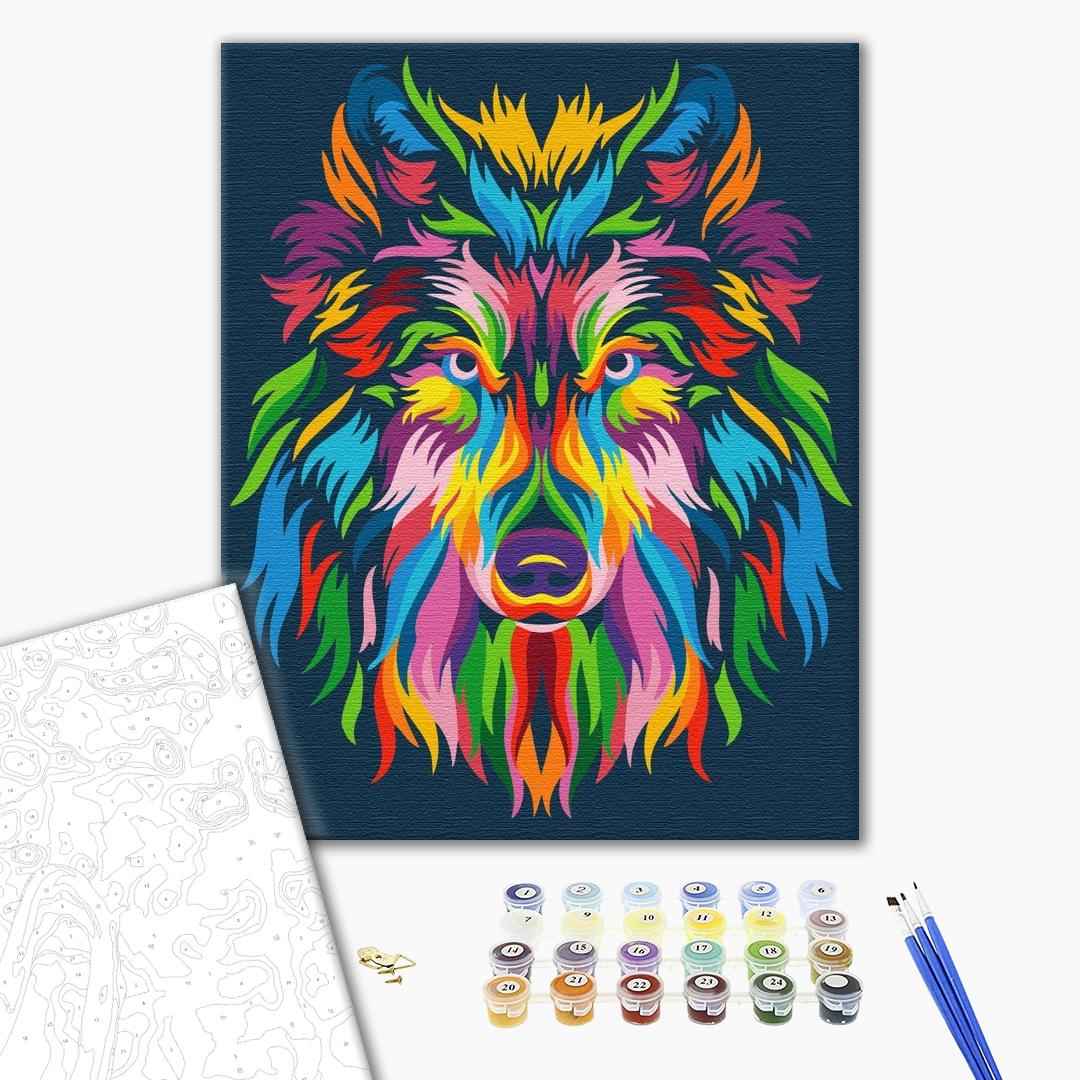 Painting by numbers Rainbow wolf (BS23828)