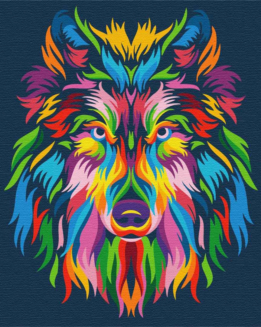 Painting by numbers Rainbow wolf (BS23828)