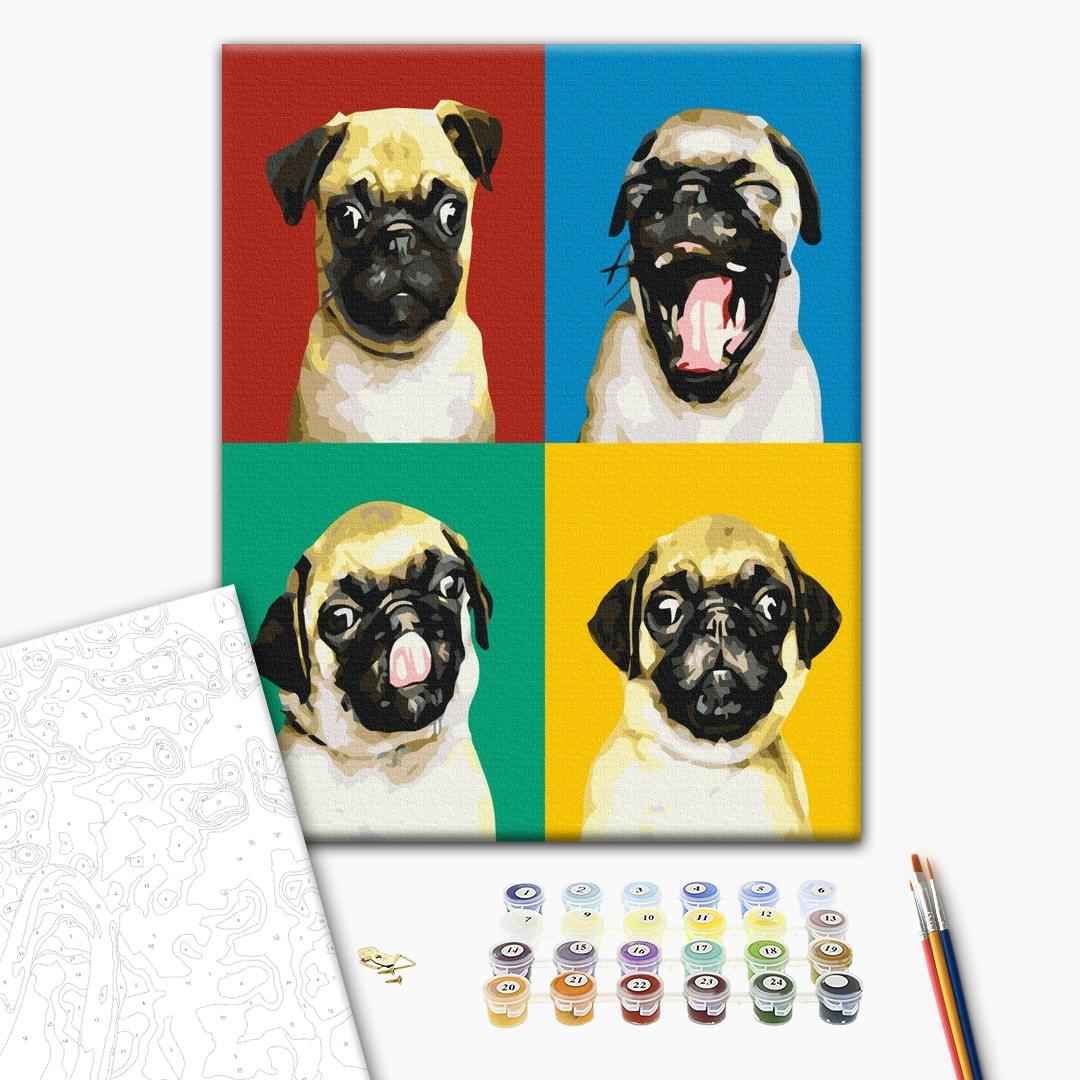 Painting by numbers Collage with a pug (BS51001)