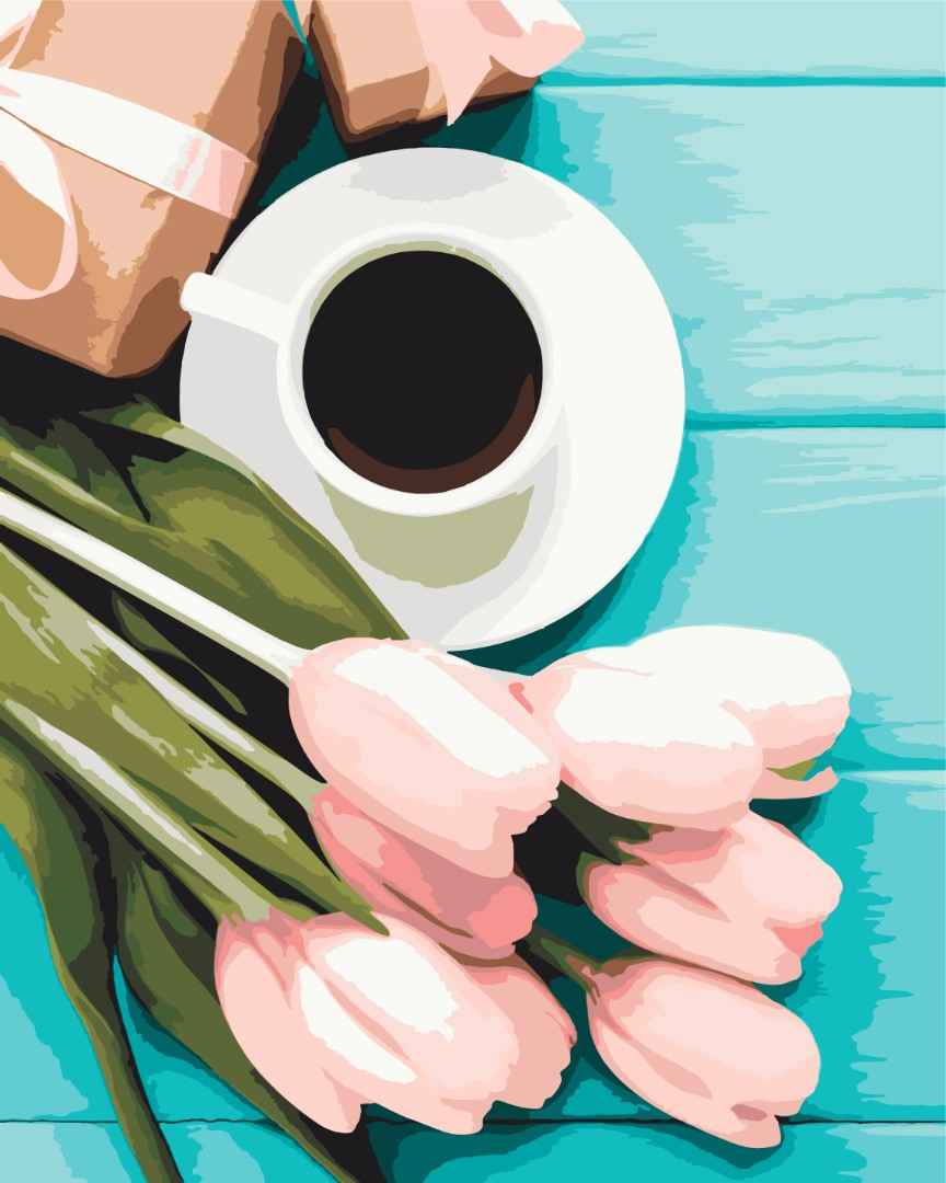 Painting by numbers Tulips for coffee (BS51002)