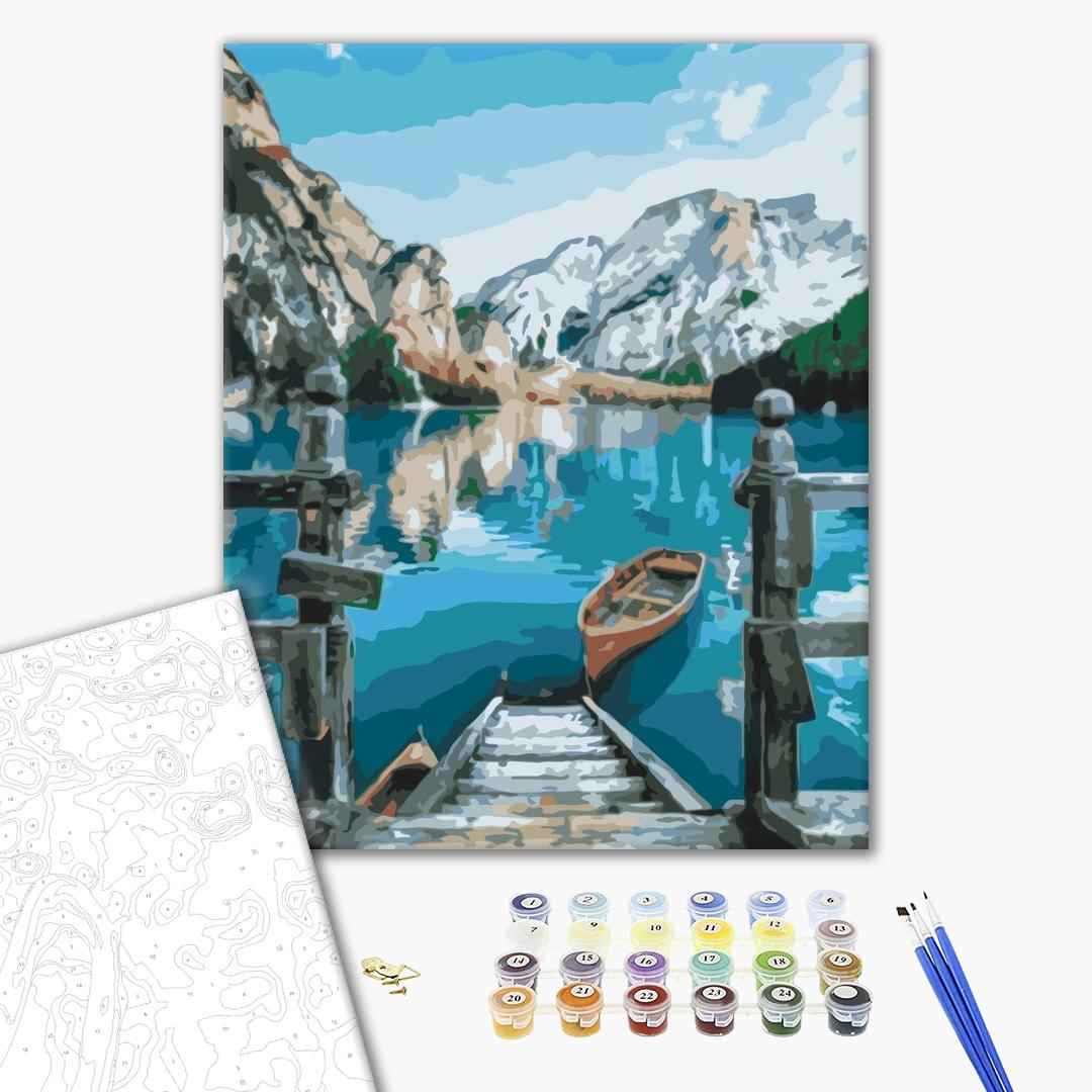 Painting by numbers Boat by lake Braies (BS29450)