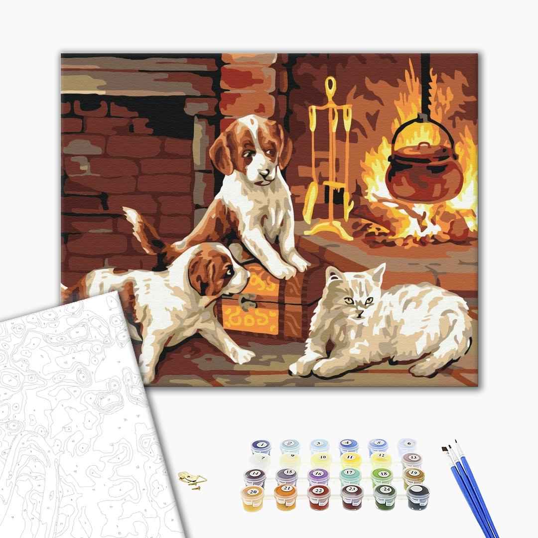 Painting by numbers Pets by the fireplace (BS31152)