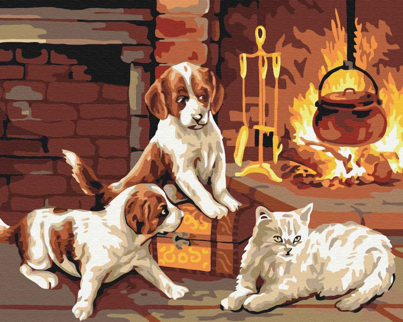 Painting by numbers Pets by the fireplace (BS31152)
