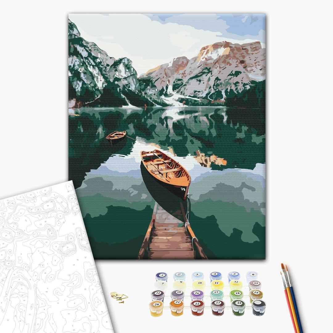 Painting by numbers Boat on mirror lake (BS51370)