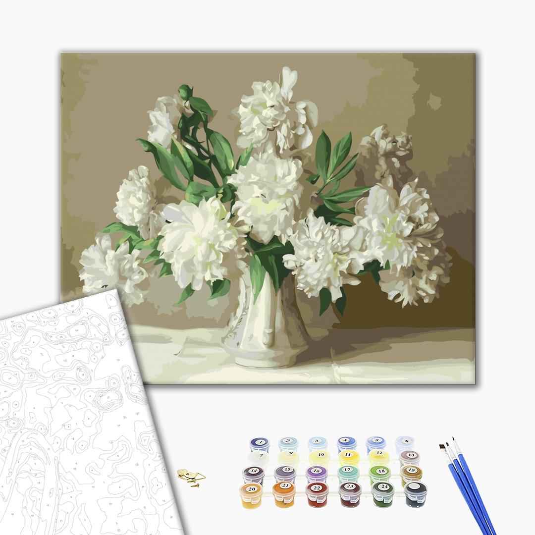 Painting by numbers White peonies in a vase (BS51399)