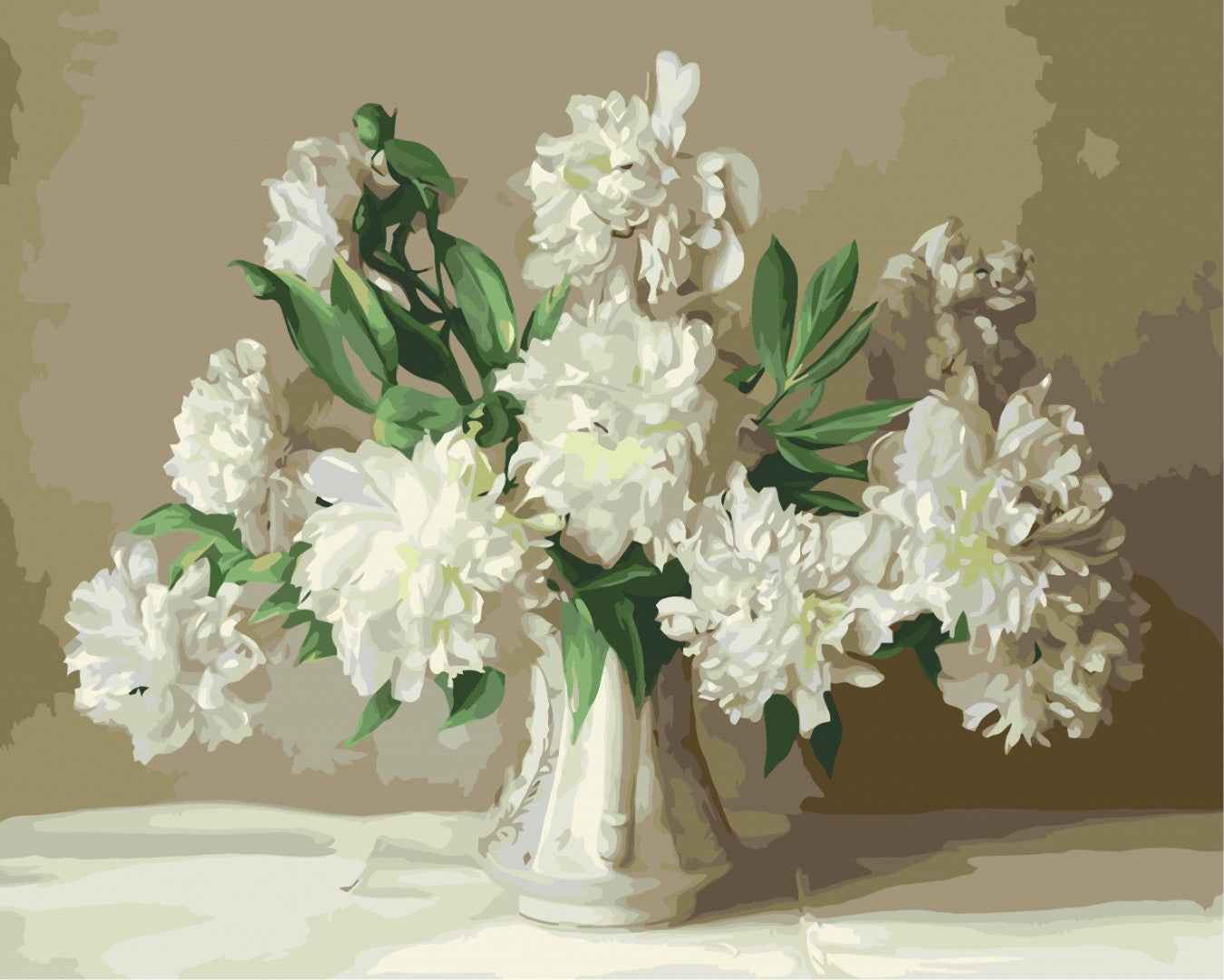 Painting by numbers White peonies in a vase (BS51399)