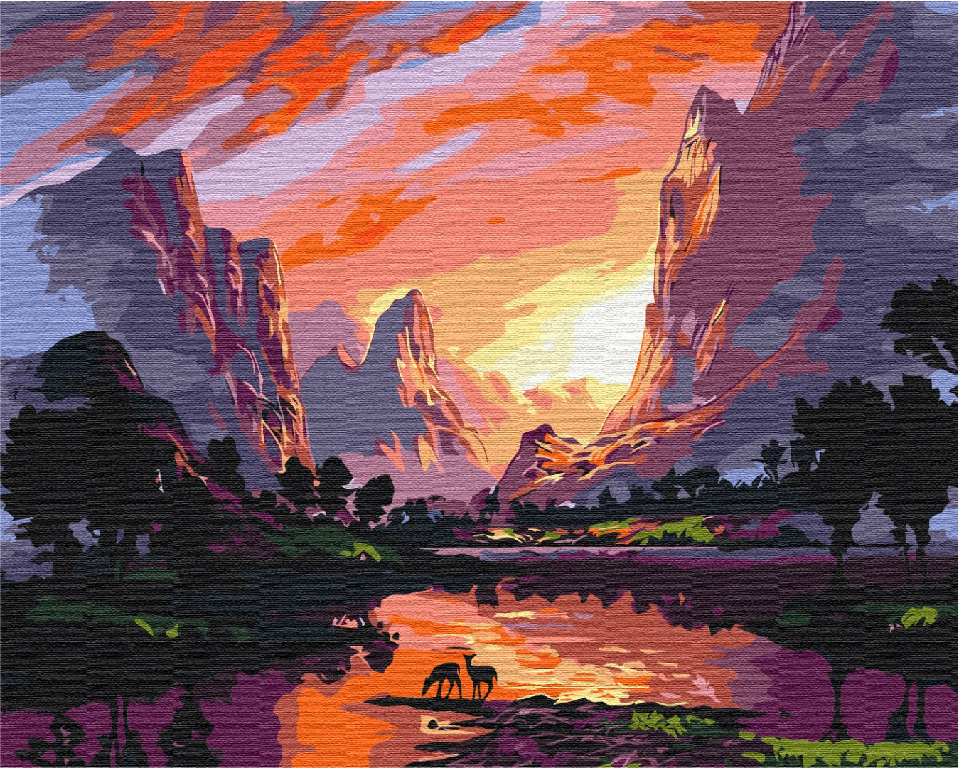Painting by numbers Bright sunset in the mountains (BS51977)