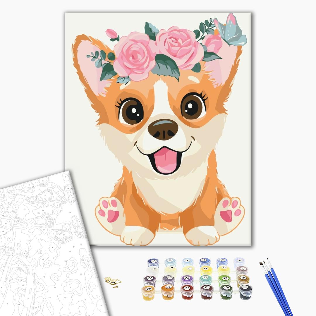 Painting by numbers Corgi in a wreath (KBS7097)