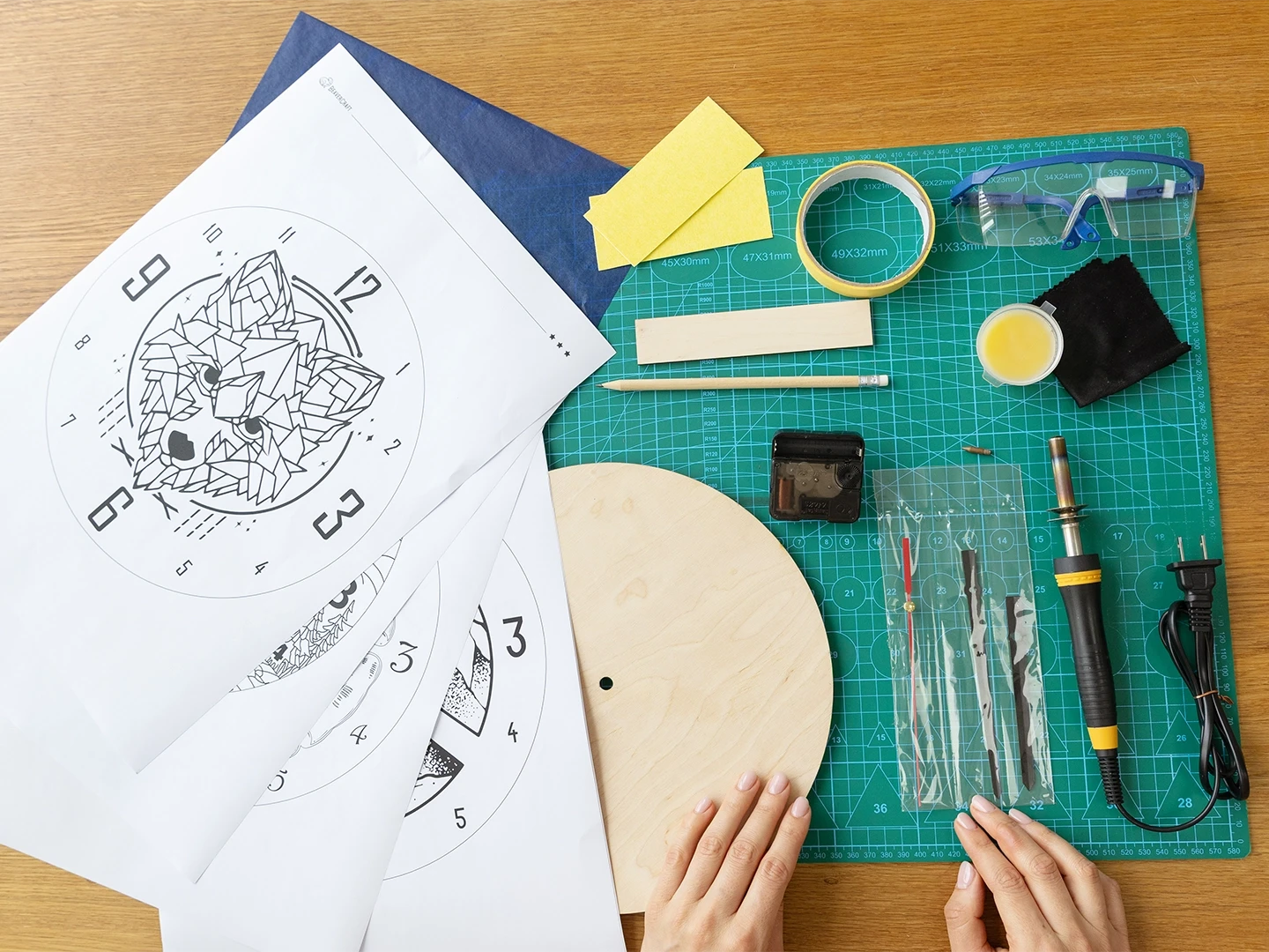 Wooden Clock DIY Pyrography Kit