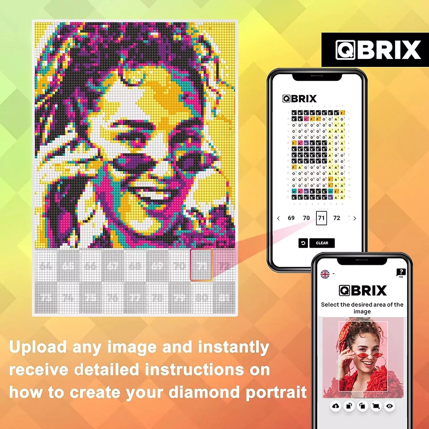 QBRIX A4 Pop-Art Personalised Diamond painting mosaic art - StringArt.lv