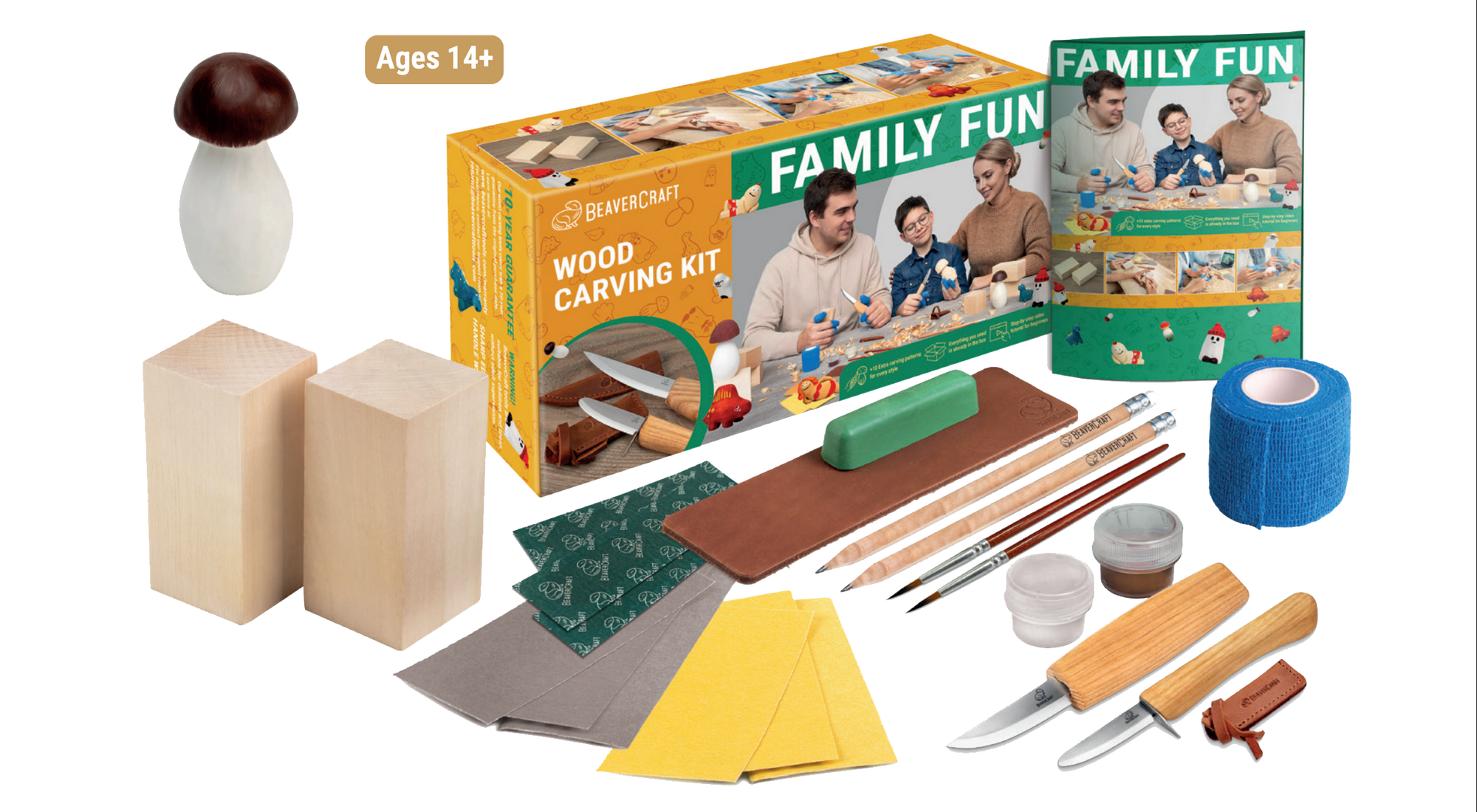 Kit familiar de tallado en madera – Hongo