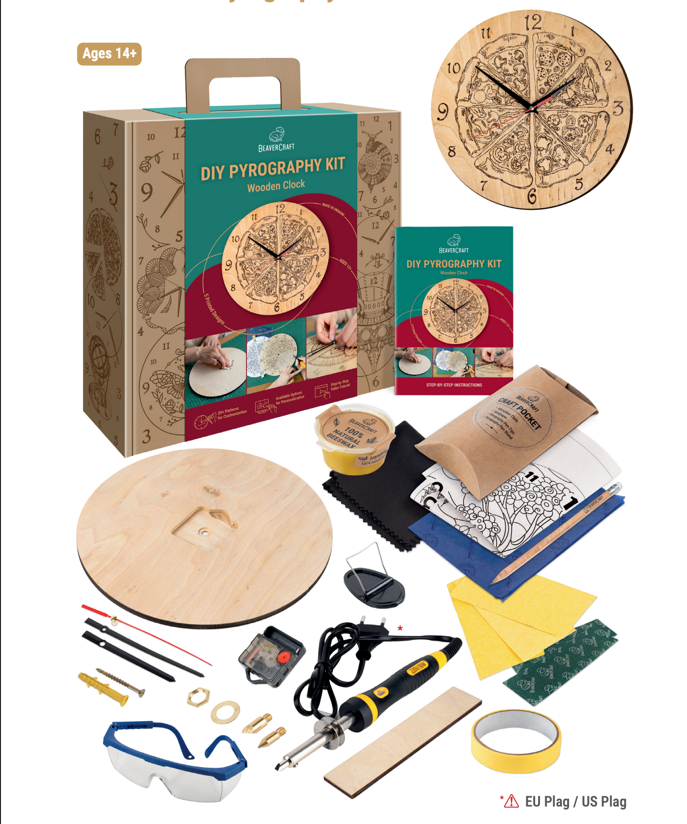 Kit DIY de pirograbado “Reloj de madera”