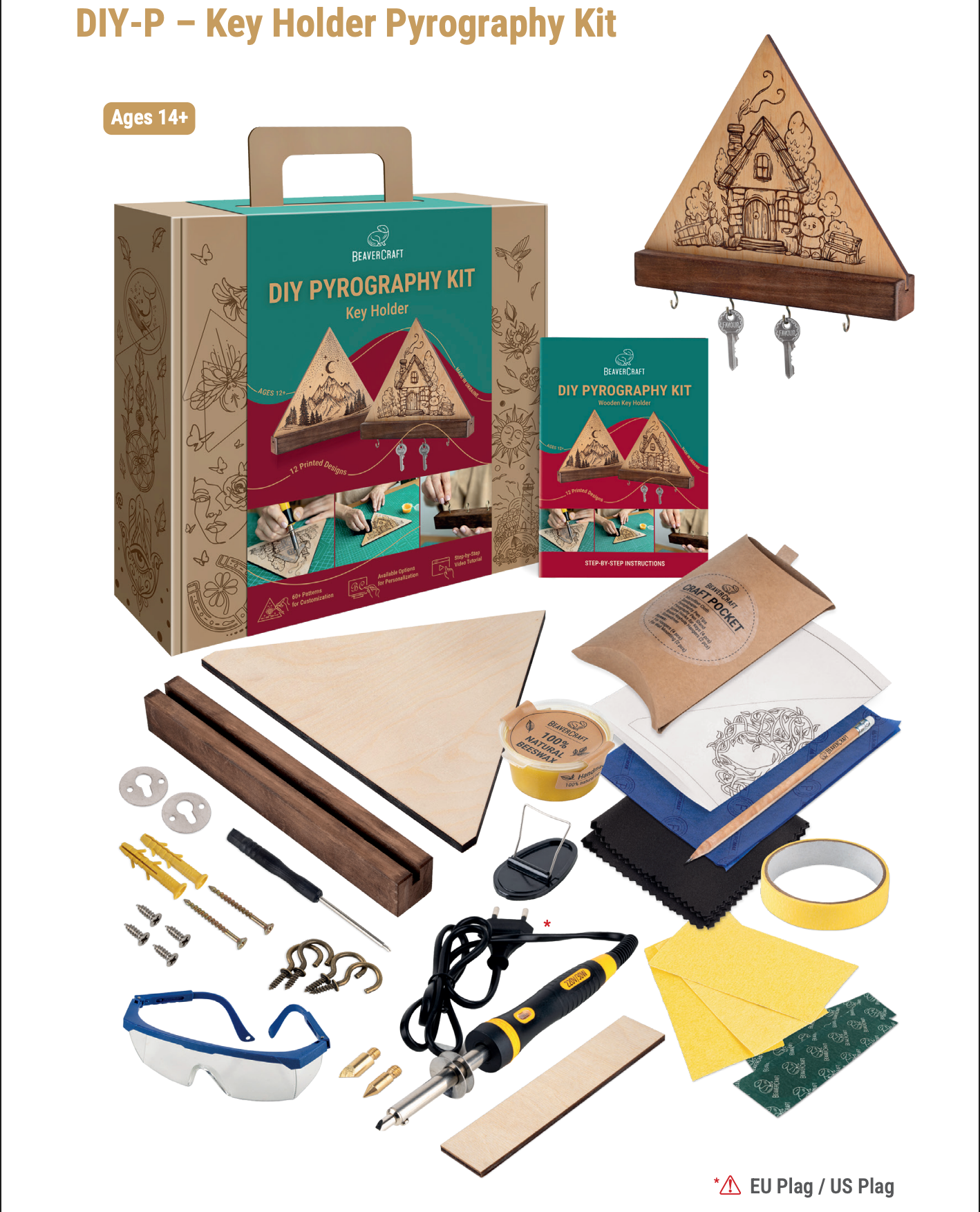 Kit DIY di pirografia “Portachiavi da parete”