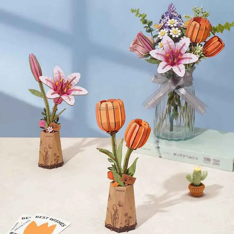 Orange Tulip Wooden Puzzle