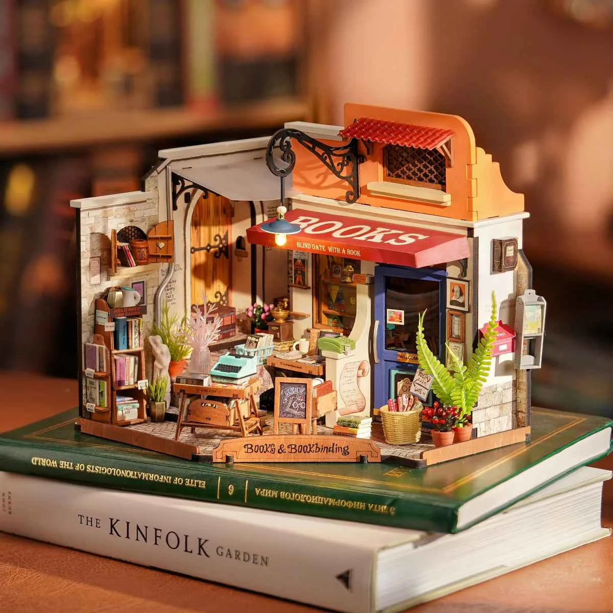 Corner Bookstore DIY Miniature House Kit Rolife