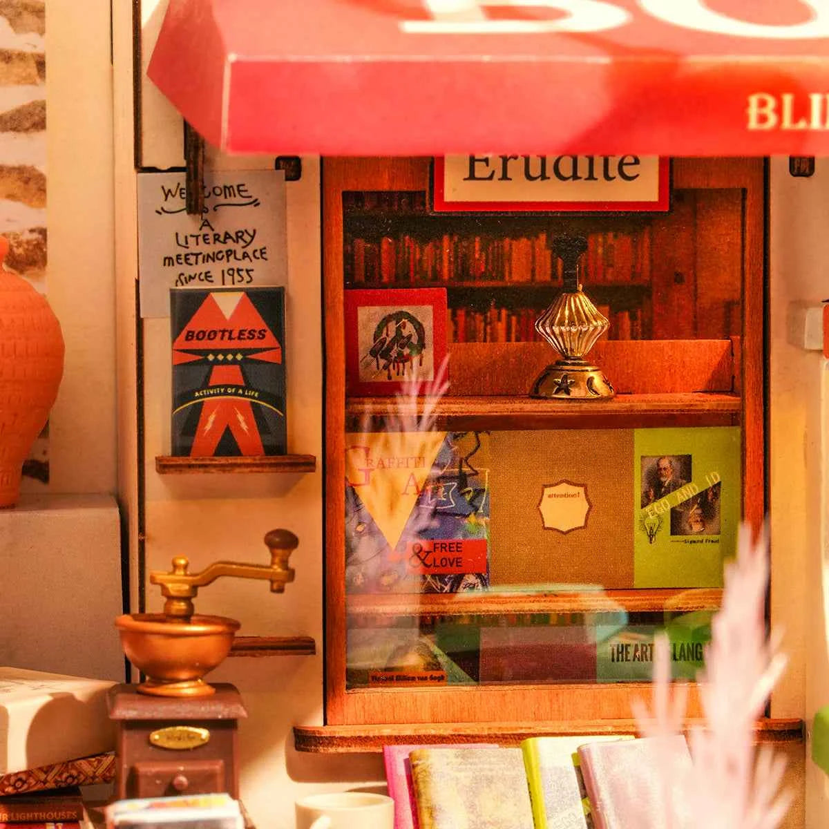 Corner Bookstore DIY Miniature House Kit Rolife