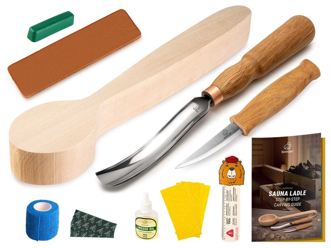 Kit d’intaglio en bois « Louche de sauna »