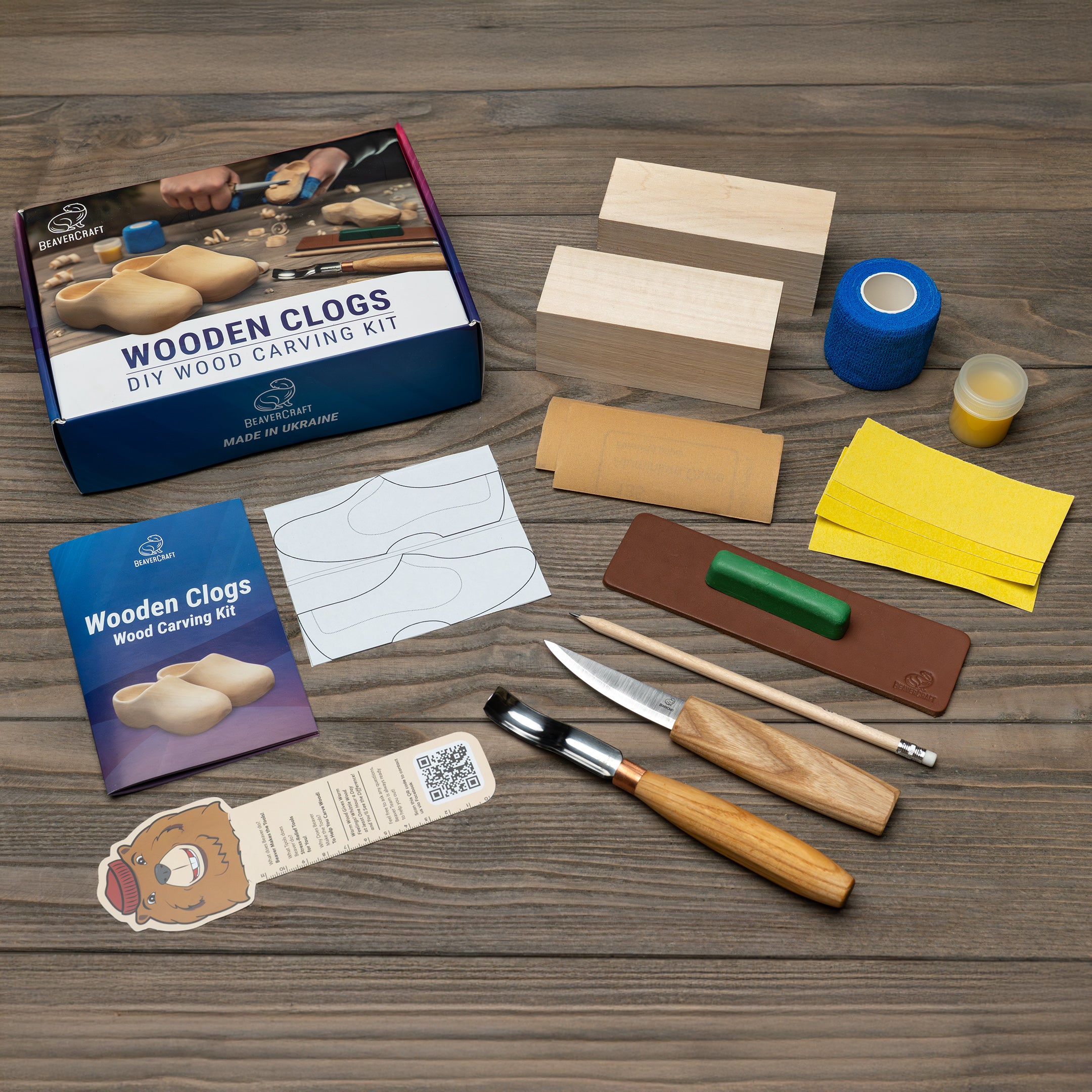 Kit de tallado en madera “Zuecos de madera”