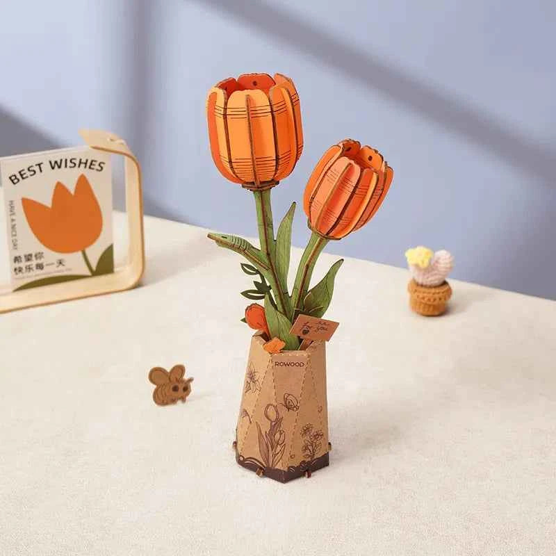 Orange Tulip Wooden Puzzle