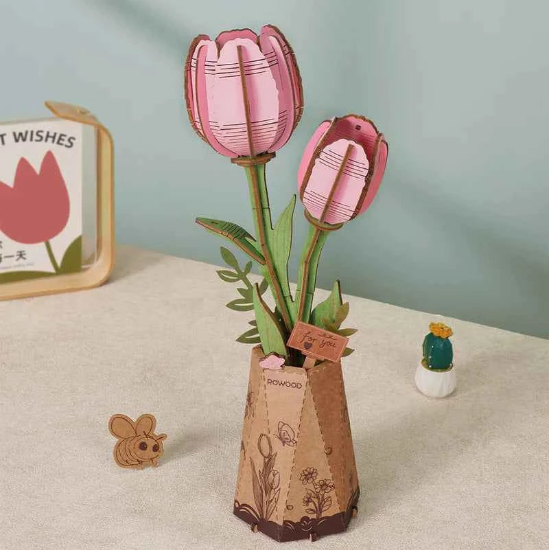 Pink Tulip Wooden Puzzle