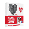QBRIX product packaging with heart-shaped design and photo collage on a white background