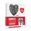 QBRIX product packaging with heart-shaped design and photo collage on a white background