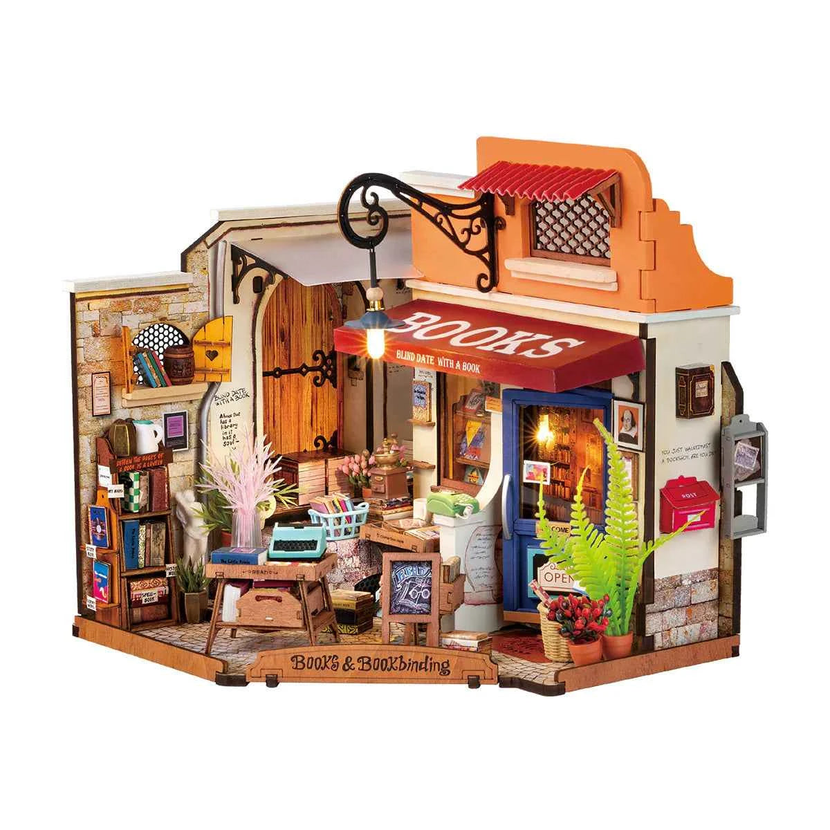 Corner Bookstore DIY Miniature House Kit Rolife
