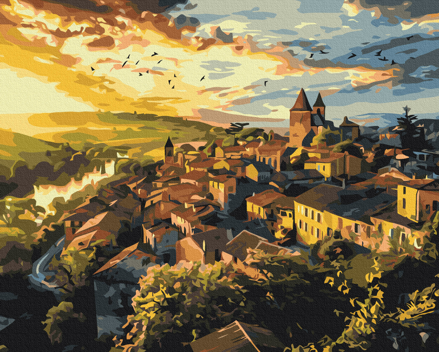 Painting by numbers Birds above the spires (BS53966)