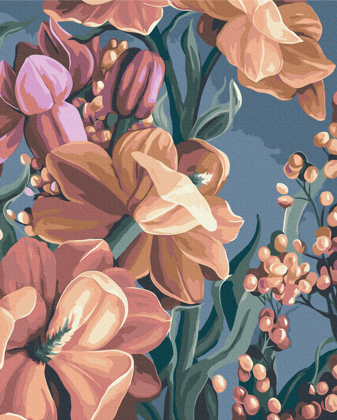 Painting by numbers Stylized matthiola. Diptych 2 © Yana Biluhina (BS53926)