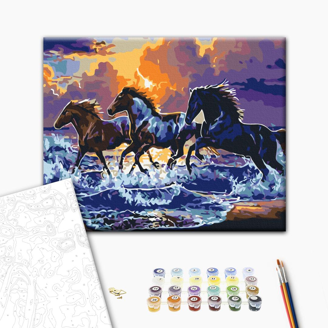 Painting by numbers A herd of black horses (RBS34306)