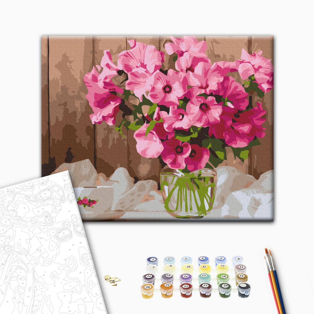 Painting by numbers Pink petunias on the table (RBS52768)