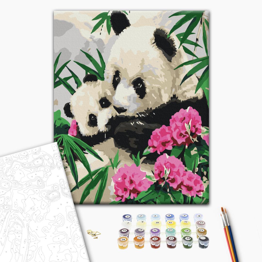Painting by numbers Panda mother with cubs (RBS51964)