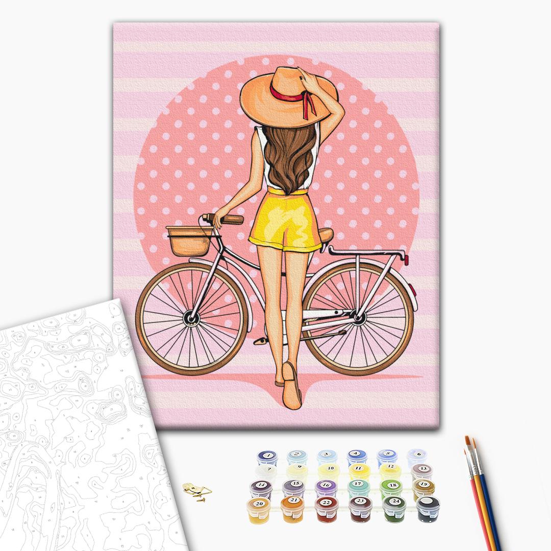 Painting by numbers A girl with a bicycle (RBS51341)