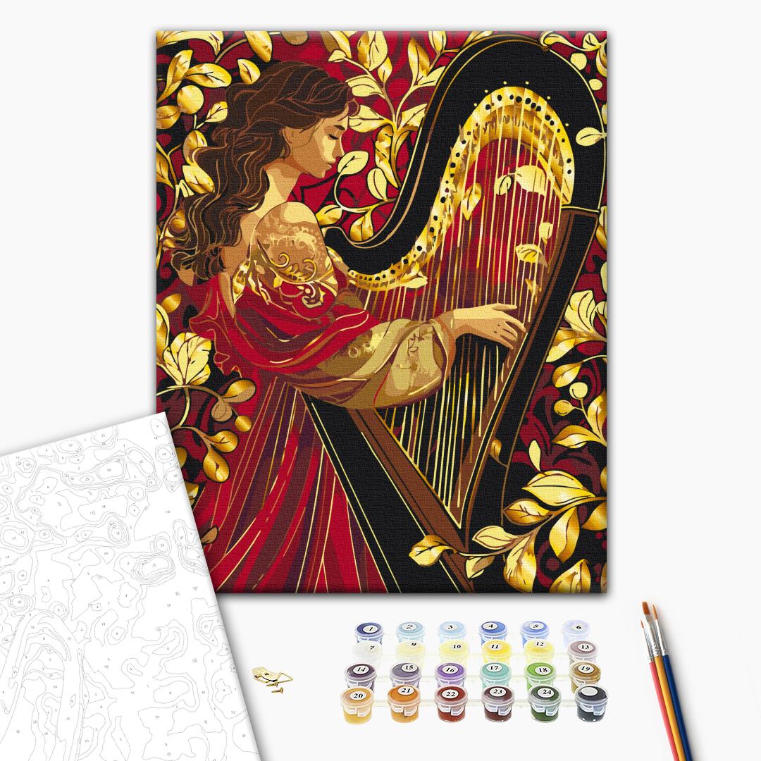 Painting by numbers Golden harp melody with metallic colors (BS54036)
