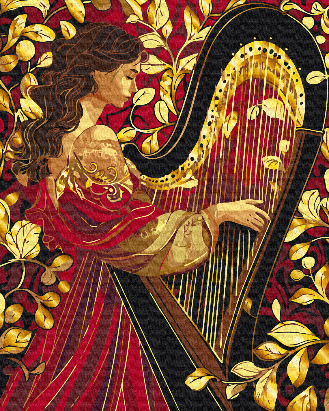 Painting by numbers Golden harp melody with metallic colors (BS54036)